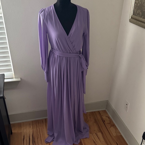 Fashion Nova Dresses & Skirts - Fashion Nova lilac Purple Wrap maxi Dress long sleeves Sz S